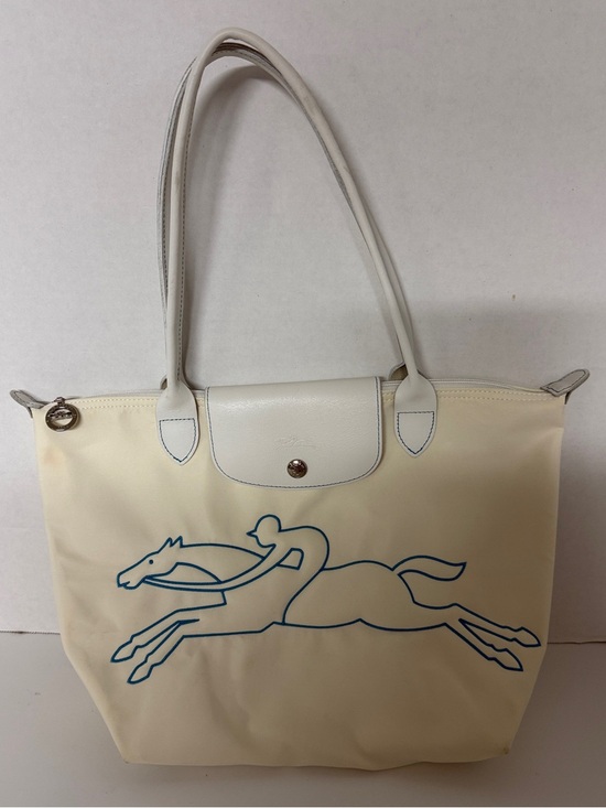 Longchamp Handbags - Longchamp RARE Blue Horse cream tote